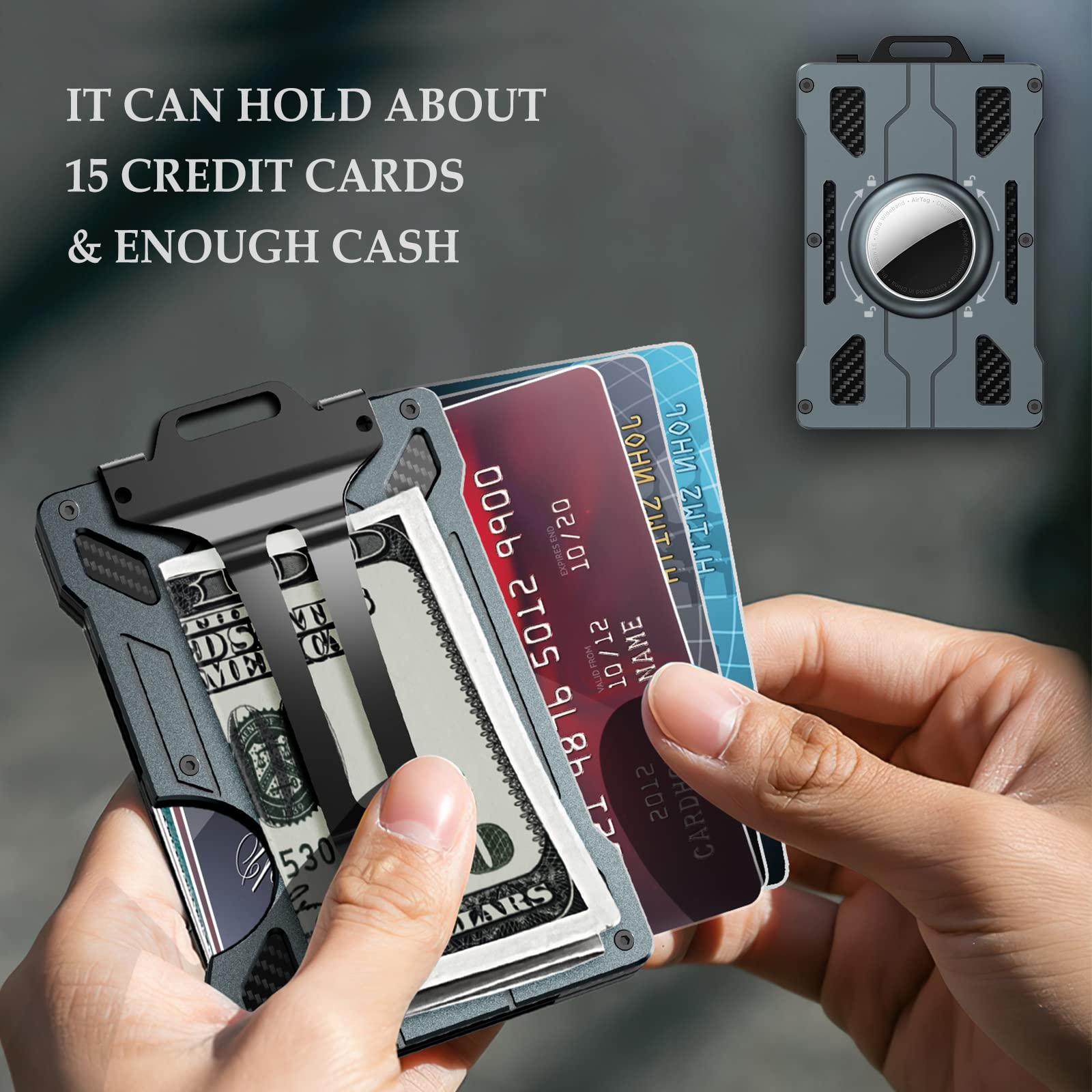 남성용 에어 태그 지갑, 미니멀리스트 슬림 메탈 머니  - Money Clip Minimalist Rfid Blocking 리뷰 및 가격