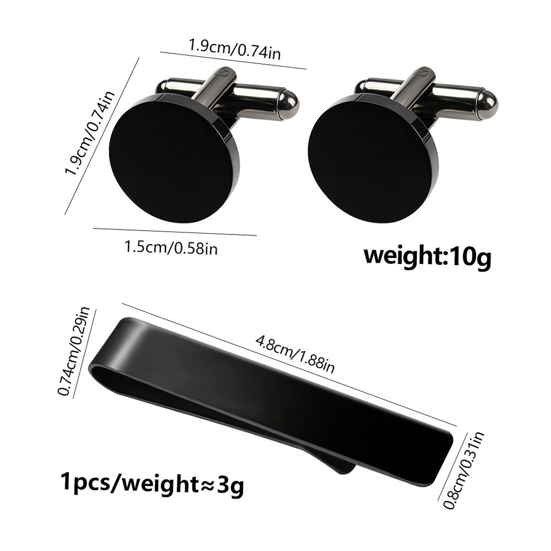 3세트의 클래식한 둥근 모양의 커프스 버튼과 넥타이 바 - Tie Clip Bar Set Stainless Steel 리뷰 및 가격