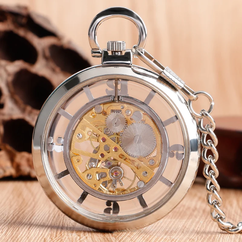 투명 할로우 핸드 윈드 기계식 주머니 시계 남성 여성  - Pocket Watch Mechanical Skeleton Vintage 리뷰 및 가격