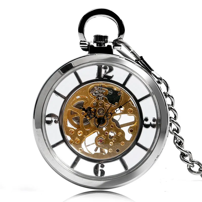 투명 할로우 핸드 윈드 기계식 주머니 시계 남성 여성  - Pocket Watch Mechanical Skeleton Vintage 리뷰 및 가격