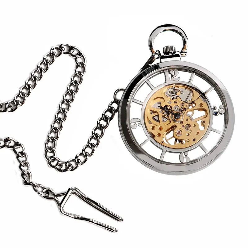투명 할로우 핸드 윈드 기계식 주머니 시계 남성 여성  - Pocket Watch Mechanical Skeleton Vintage 리뷰 및 가격