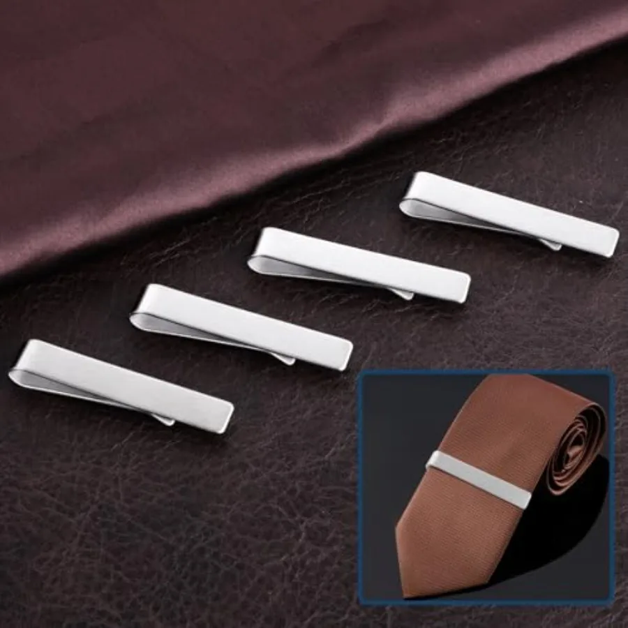 4개 스테인리스 스틸 타이 클립, 남성용 일반 타이용  - Tie Clip Bar Set Stainless Steel 리뷰 및 가격
