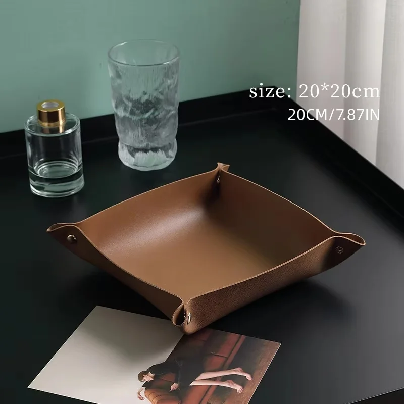 1개, 20x20cm 크기의 접이식 정리 트레이, 키, - Valet Tray Nightstand Organizer Leather 리뷰 및 가격
