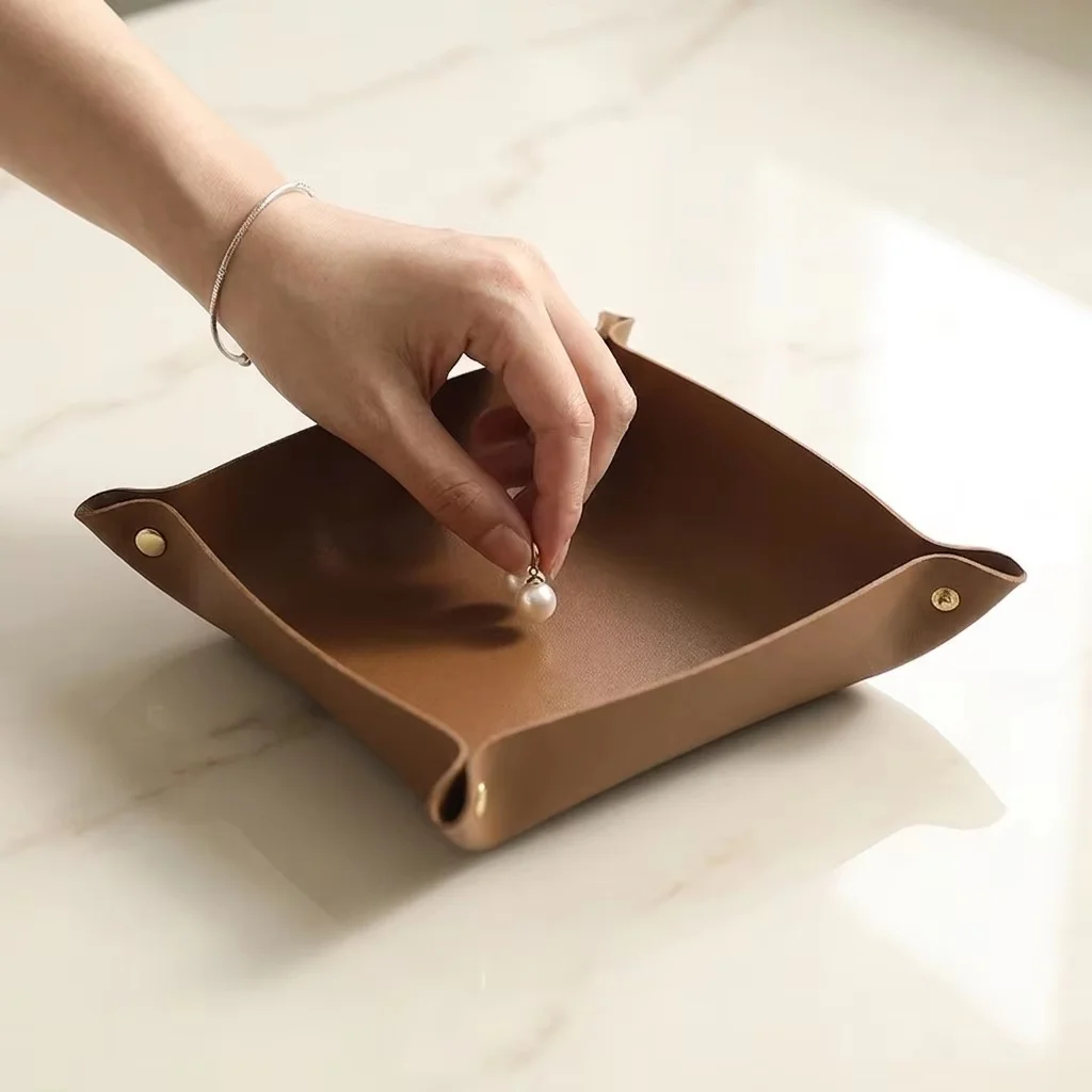 1개, 20x20cm 크기의 접이식 정리 트레이, 키, - Valet Tray Nightstand Organizer Leather 리뷰 및 가격