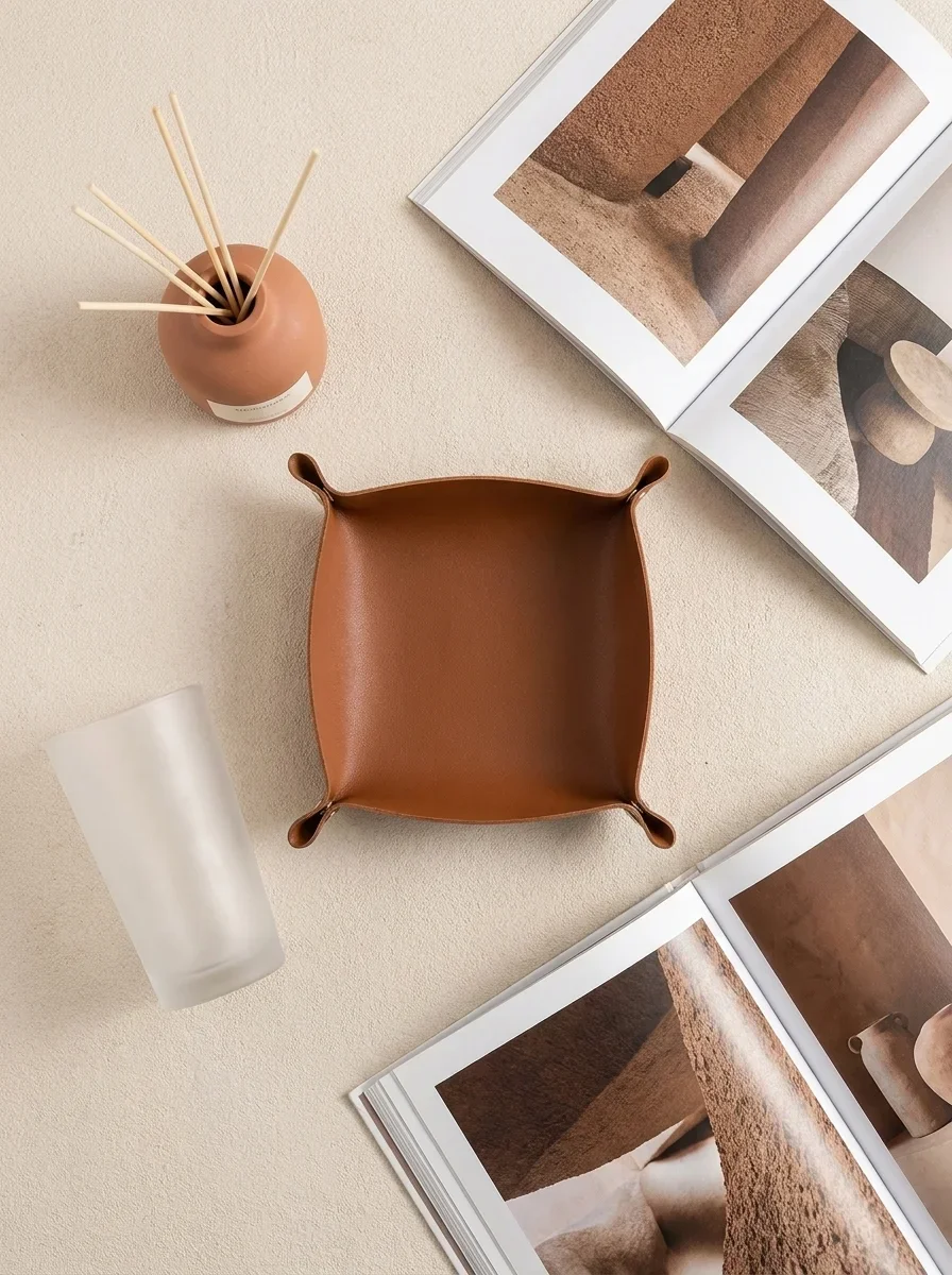 1개, 20x20cm 크기의 접이식 정리 트레이, 키, - Valet Tray Nightstand Organizer Leather 리뷰 및 가격