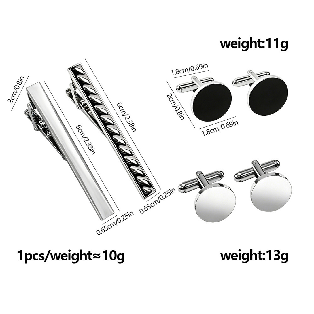 3세트 스테인리스 스틸 소재의 둥근 커프스 버튼과 넥타 - Tie Clip Bar Set Stainless Steel 리뷰 및 가격