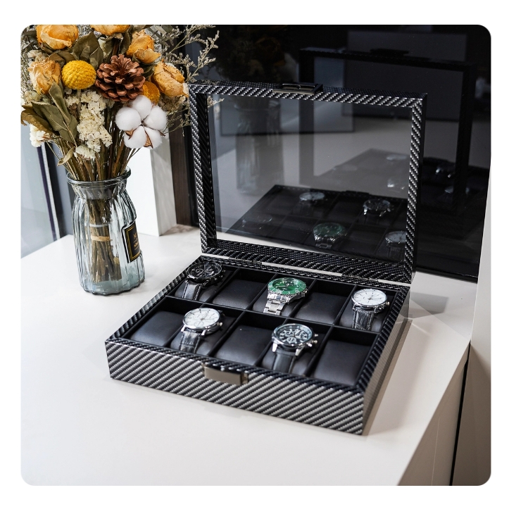 비르토릭스 카본 파이버 텍스처 10/12 슬롯 우드 소 - Watch Display Storage Box Carbon Fiber 리뷰 및 가격