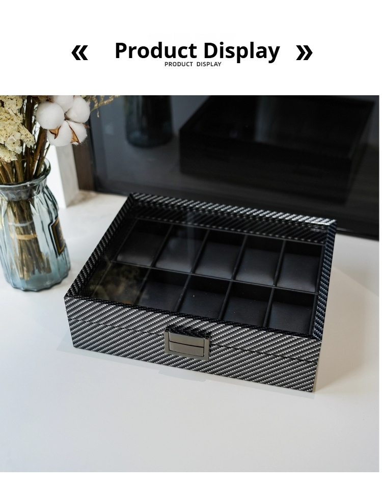 비르토릭스 카본 파이버 텍스처 10/12 슬롯 우드 소 - Watch Display Storage Box Carbon Fiber 리뷰 및 가격