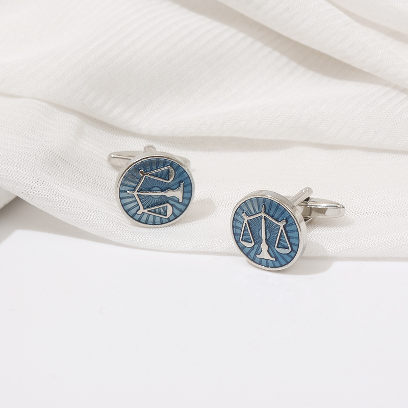 신제품 절묘한 라운드 블루 밸런스 스케일 커프스 단추  - Cufflinks Men Stainless Steel Luxury 리뷰 및 가격