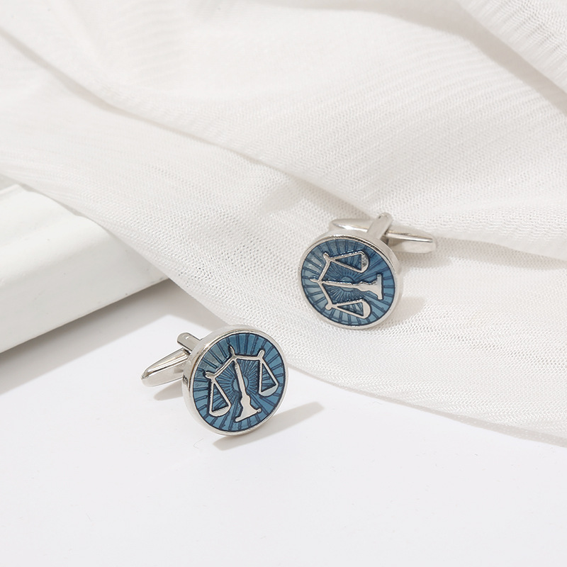 신제품 절묘한 라운드 블루 밸런스 스케일 커프스 단추  - Cufflinks Men Stainless Steel Luxury 리뷰 및 가격
