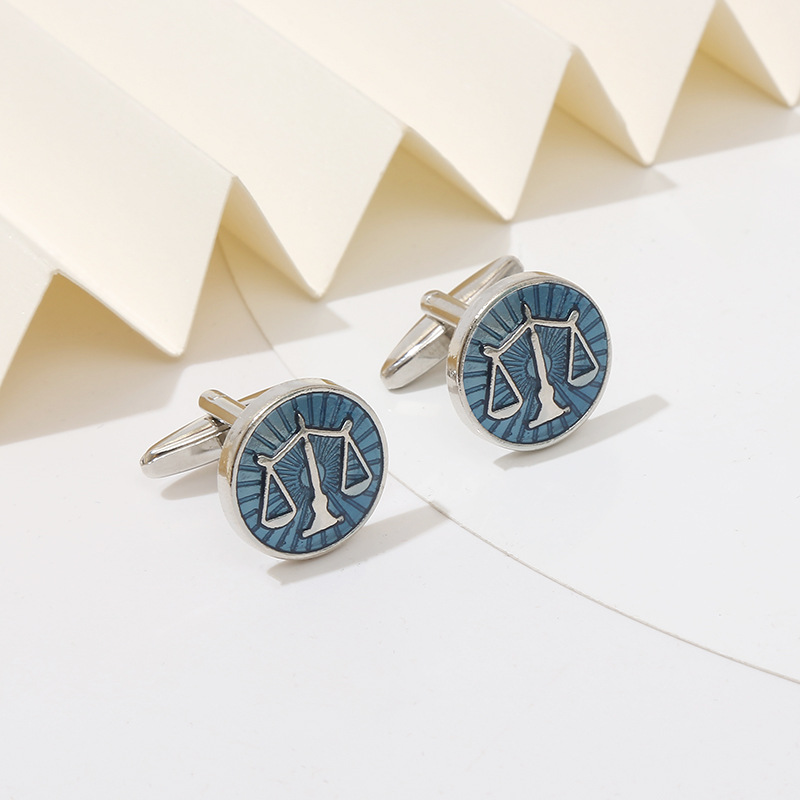 신제품 절묘한 라운드 블루 밸런스 스케일 커프스 단추  - Cufflinks Men Stainless Steel Luxury 리뷰 및 가격